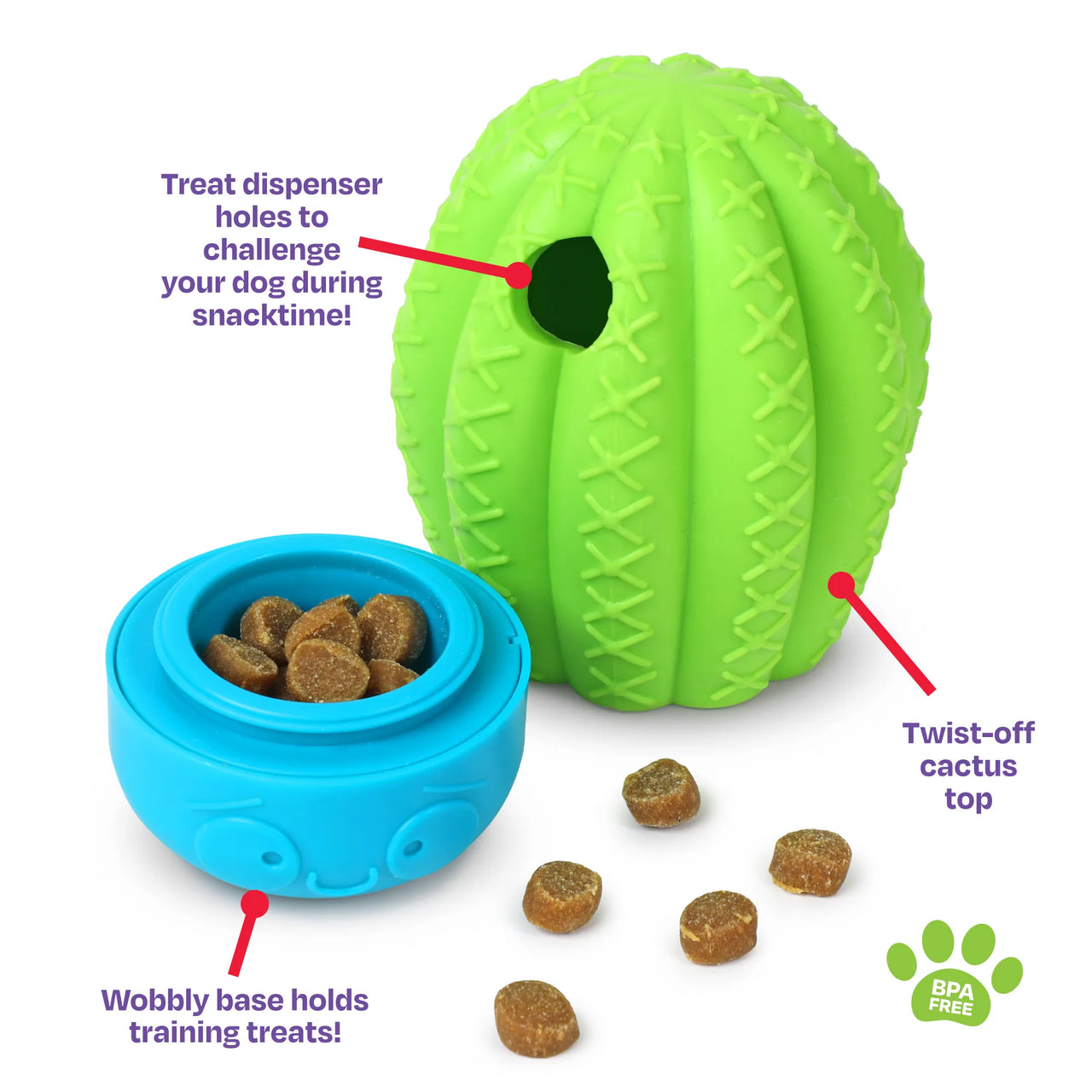 Brightkins Dog Toy Cactus Surprise Treat Dispenser