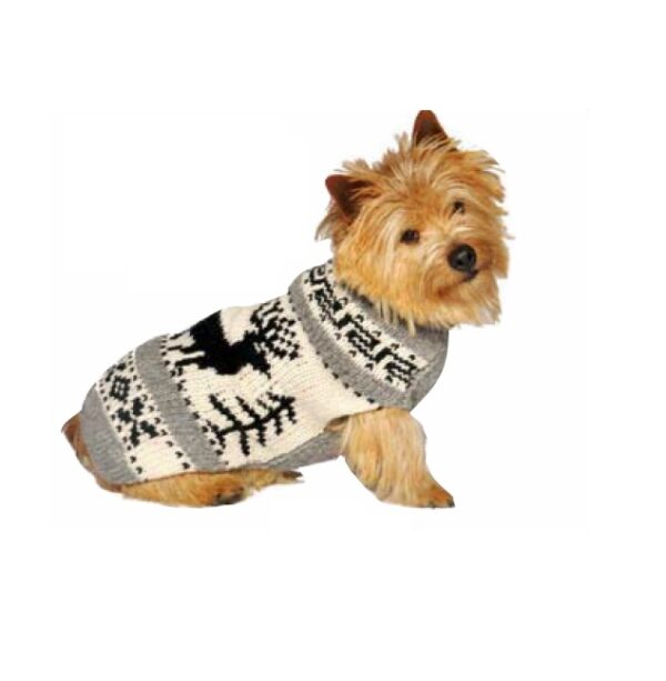 Chilly Dog Sweater Reindeer Shawl Grey