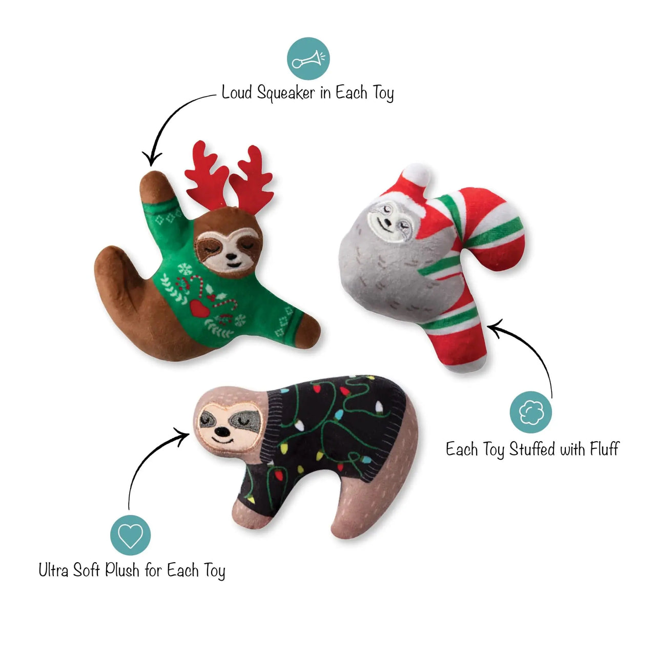 Fringe Dog Toy Holiday Sloths