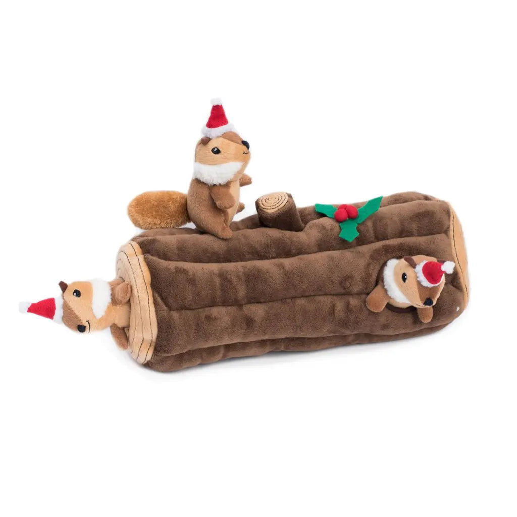 ZippyPaws Dog Toy Holiday Burrow Yule Log